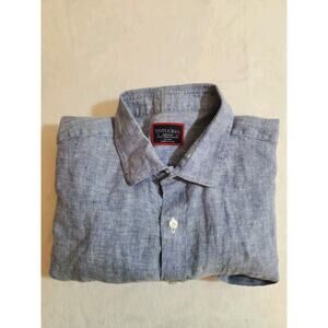 Untuckit 100% Linen Shirt Mens Medium Blue Long Sleeve Preppy Summer